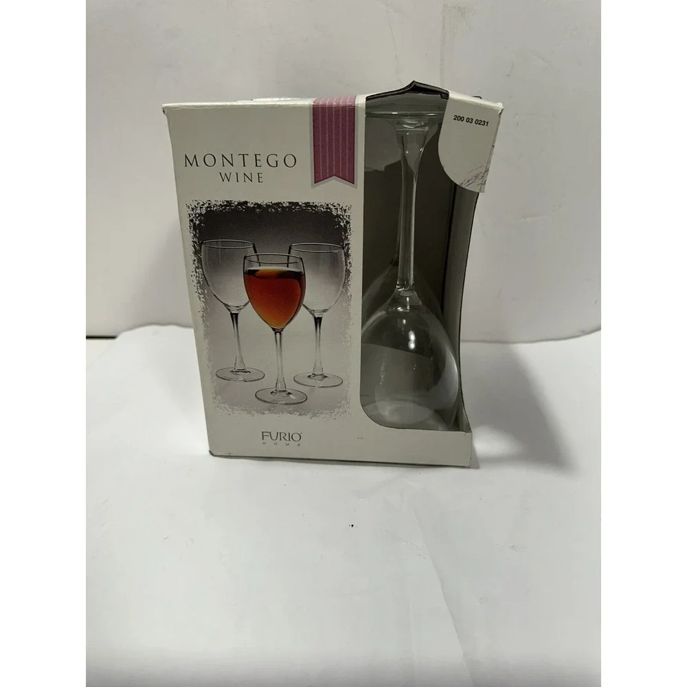 Furio Home Montego Wine Glass 4 Pack Goblets 8 oz Wine Clear Glasses New Barware
